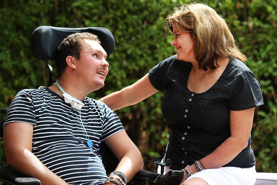 Sam Ballard and his mother 
