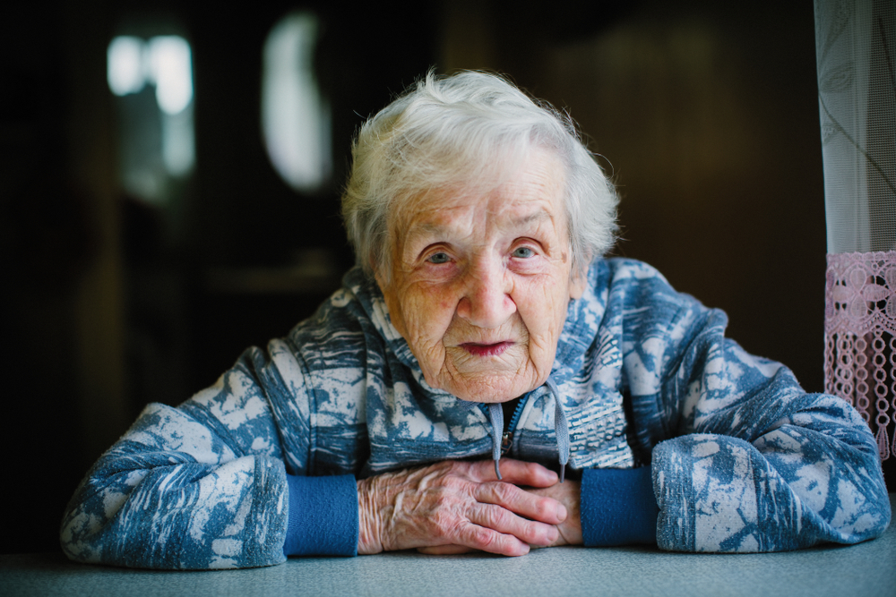 Portrait of elderly 90 years old woman.
