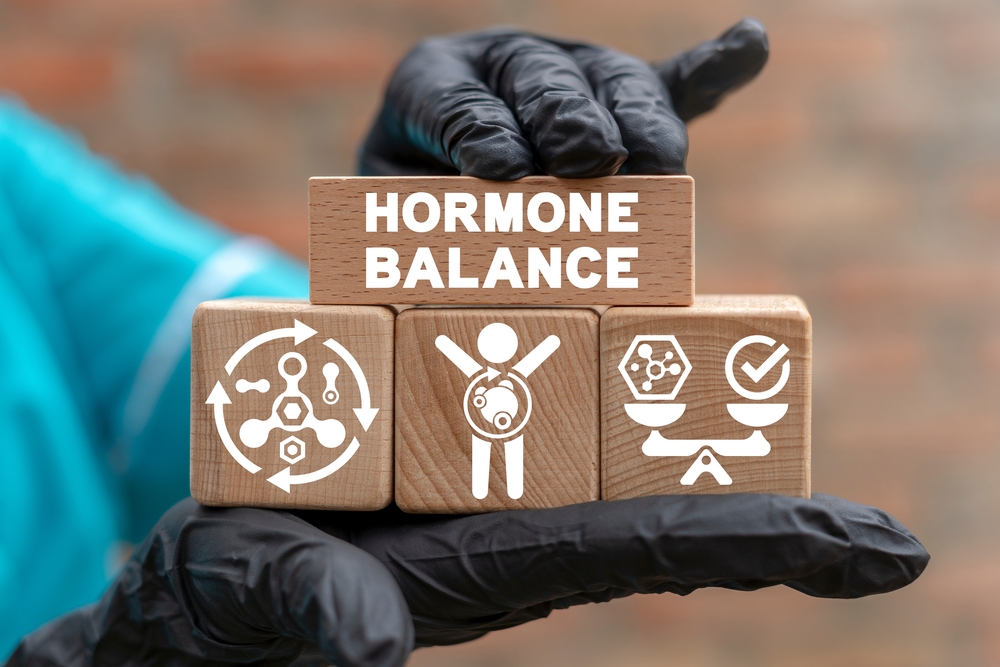 Medicine and science concept of hormone balance control. Hormonal therapy. Hormones innovative treatment.
