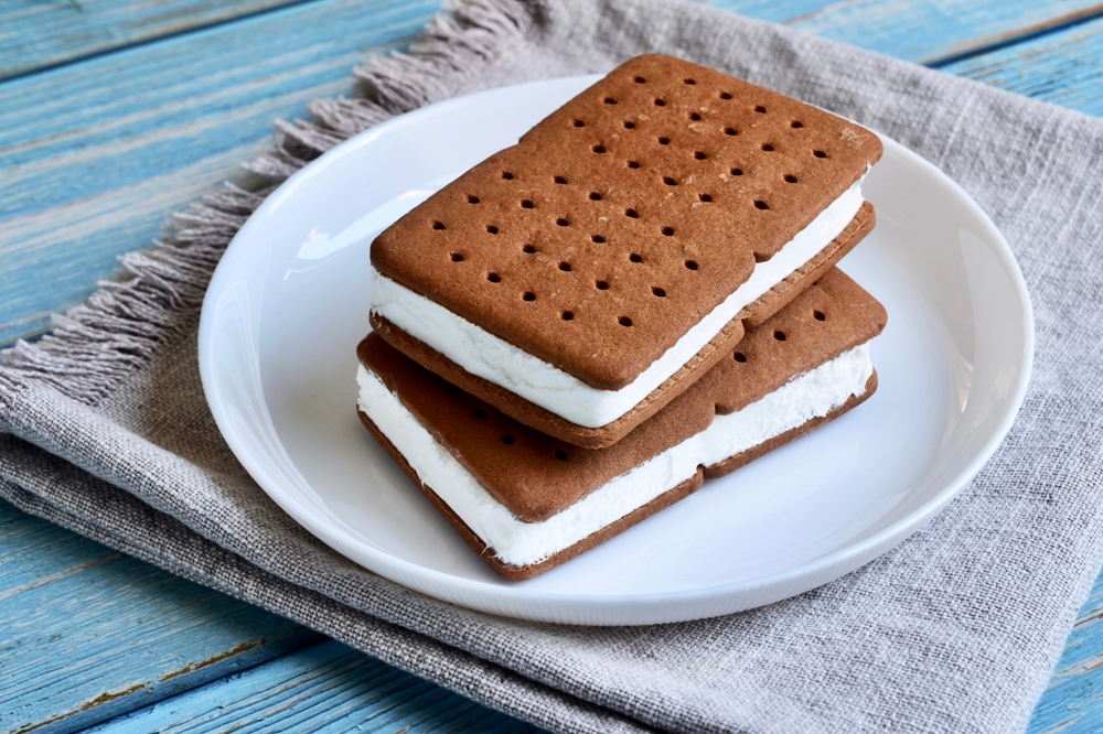 Delicious ice cream sandwiches on a plate
