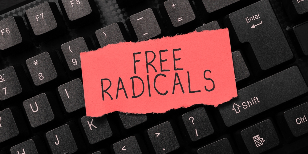 Sign displaying Free Radicals. Concept meaning produced in body by natural processes or introduced from tobacco smoke, toxins
