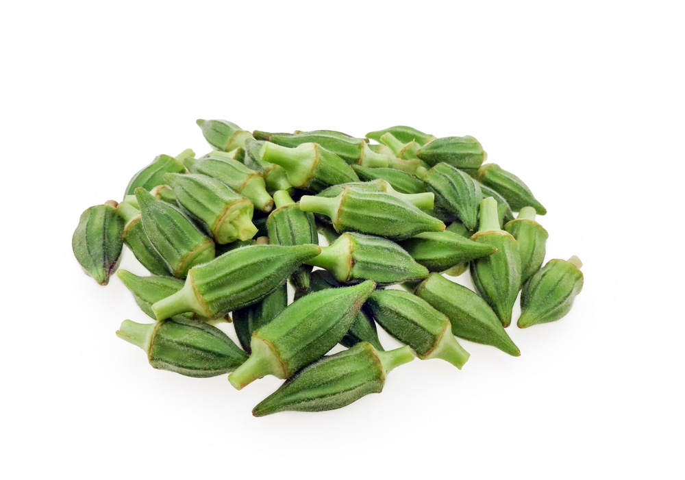 small okra extra, fresh Egyptian okra zero size isolated on white background
