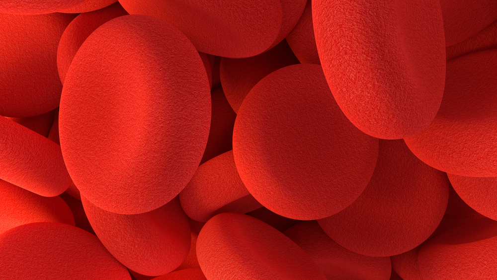 Red blood cells, 3D render background.