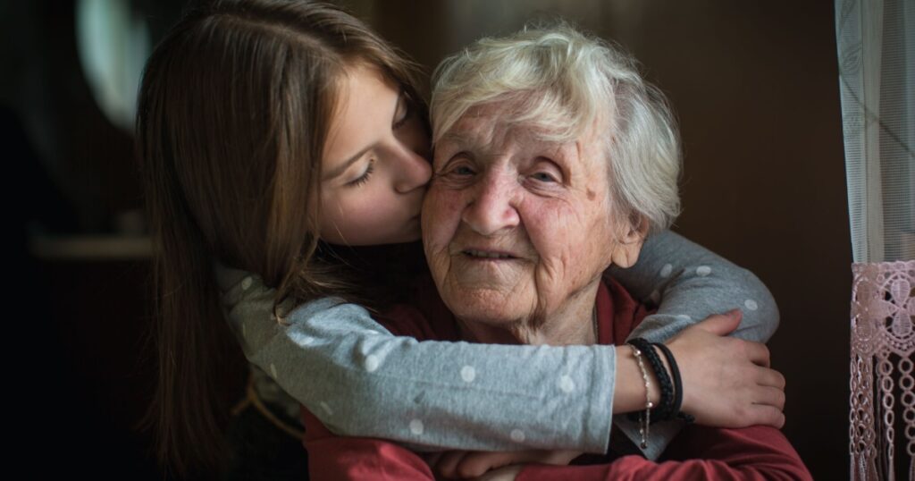 child hugging gran