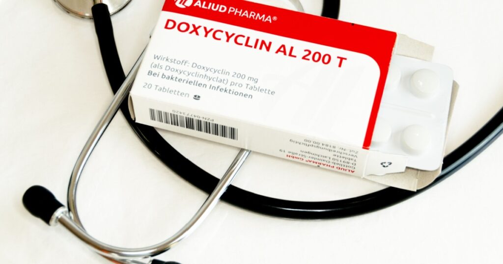 Editorial: 09.21.2018 Krefeld Germany: Doxycyclin broad band antibiotics for tick bites