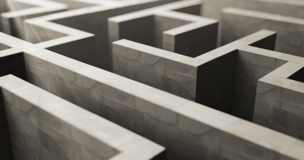 gray labyrinth, complex problem solving concept