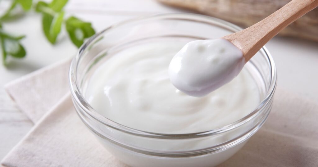 Fresh yogurt on the table