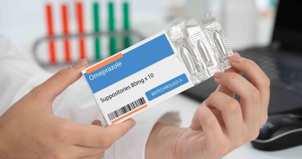 Omeprazole: A proton pump inhibitor used to reduce stomach acid production.