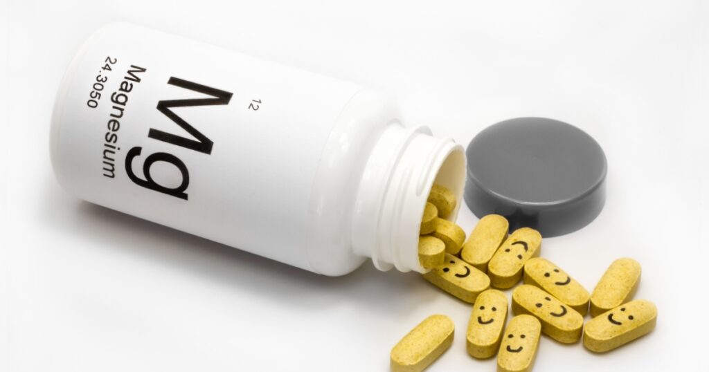 Tipped over bottle of Magnesium vitamins