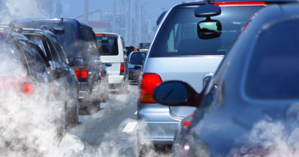 pollution of environment by combustible gas of a car