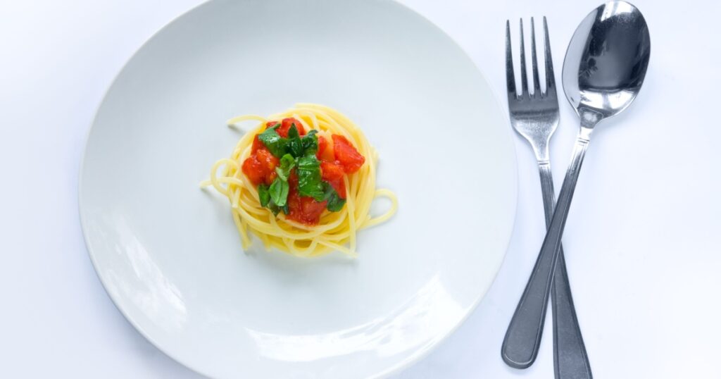 Small portion of pasta