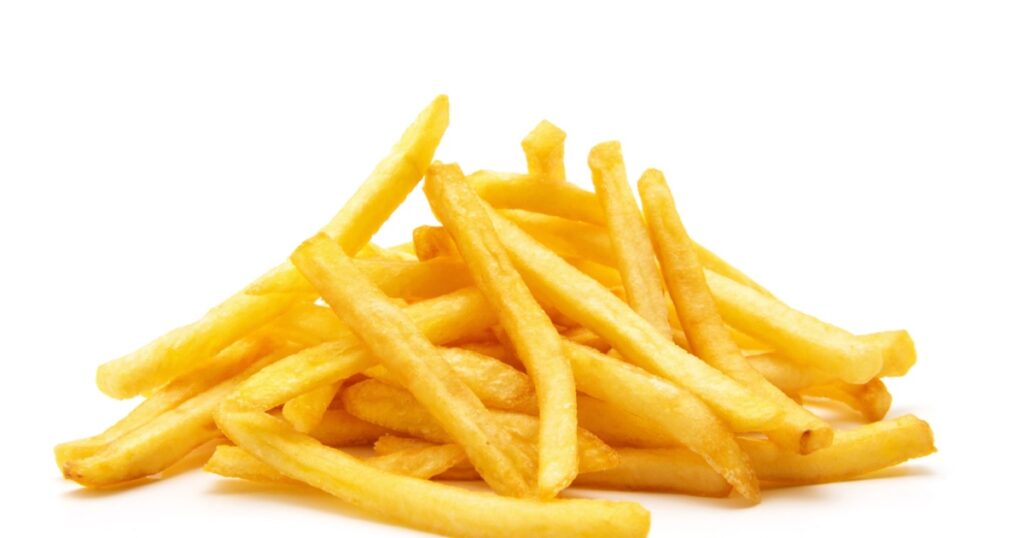 potato fry on white isolated background