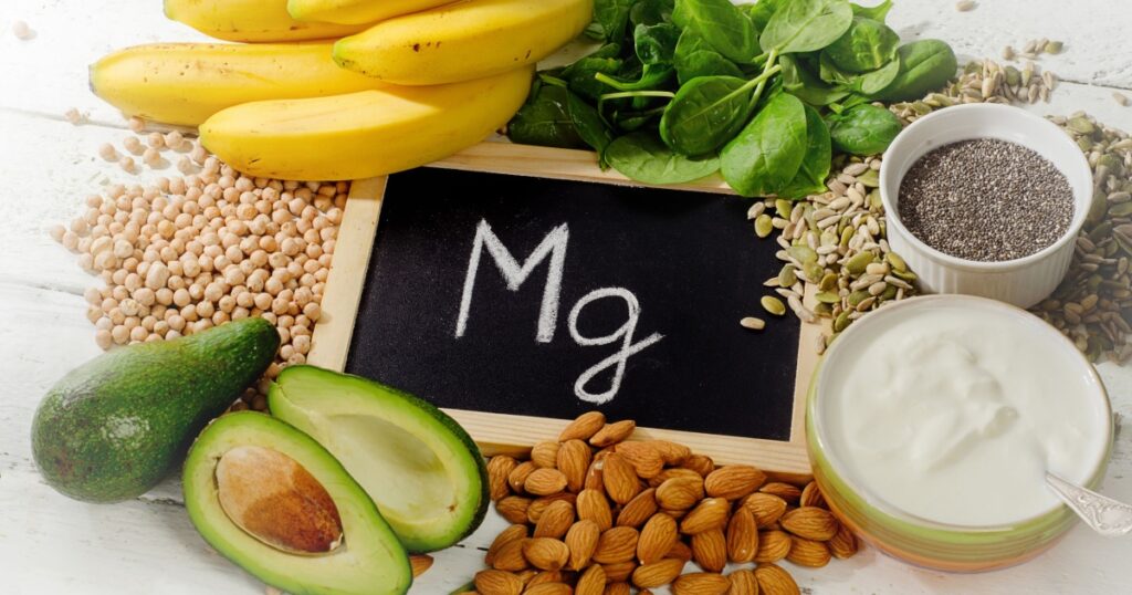 Products containing magnesium. Healthy food. View from above