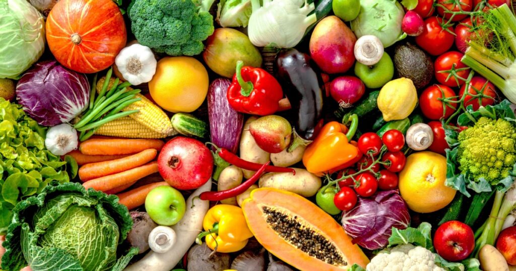 Assortment of fresh fruits and vegetables