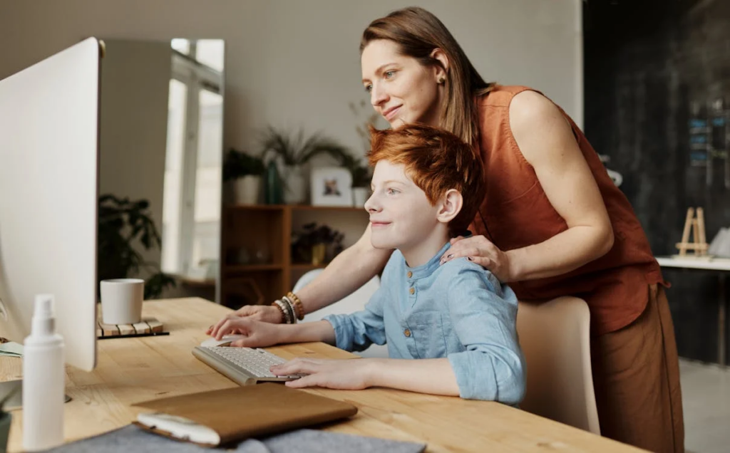 woman and son