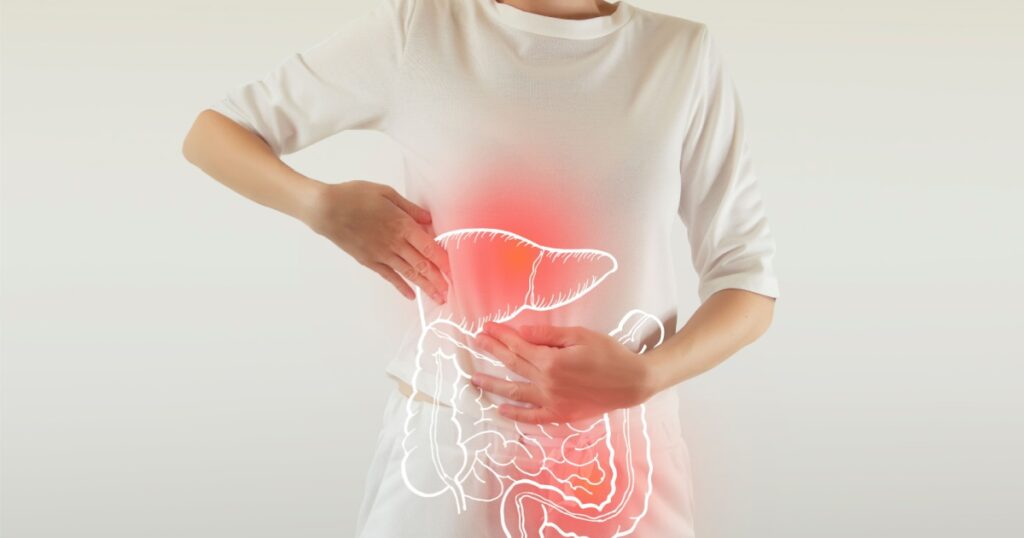 digital composite of highlighted red internal organs suffering from serious disease