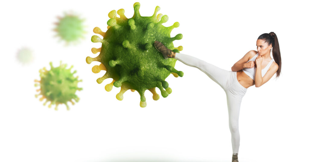 Virus attack; defend from the virus concept;