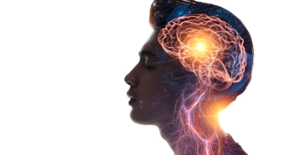 Human head and brain.Deep learning , Machine learning and artificial intelligence , AI Technology, thinking concept.