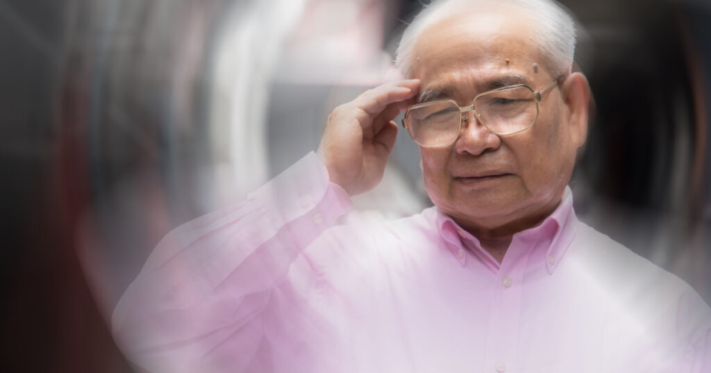 sick asian senior man