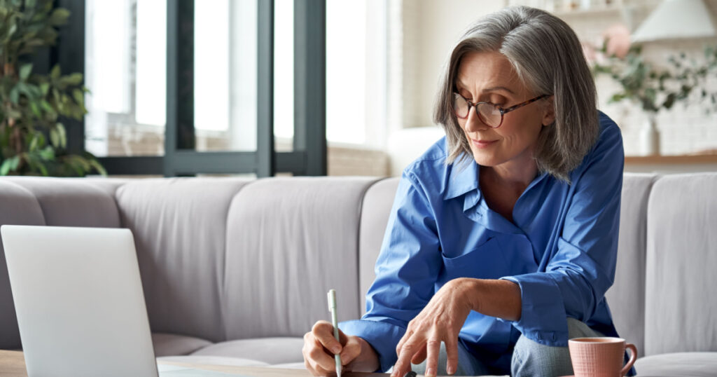 Happy stylish mature old woman