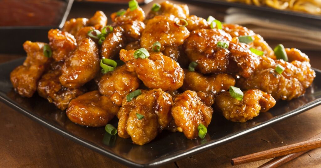 Asian Orange Chicken with Green Onions for Dinner