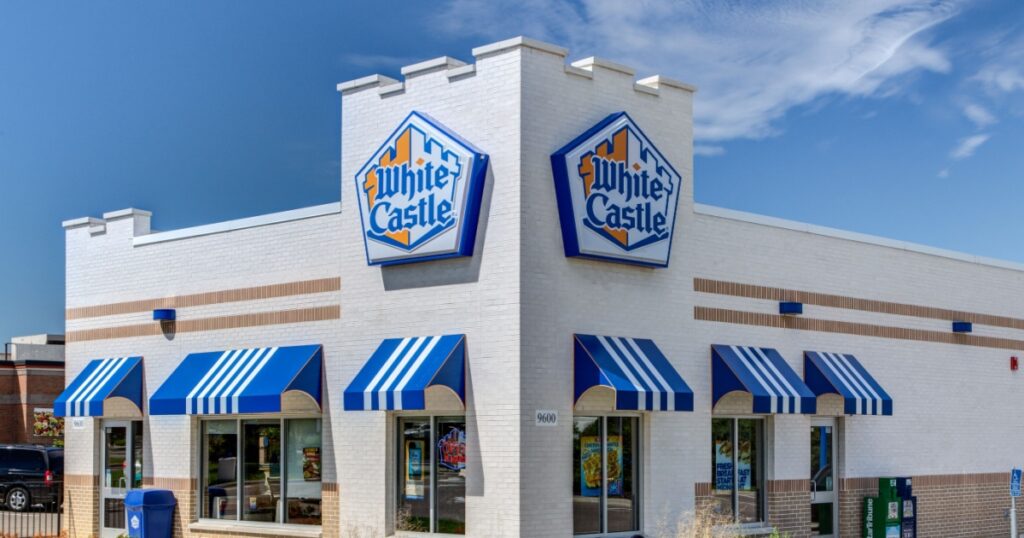 BLOOMINGTON, MN/USA - JUNE 21, 2014: White Castle restuarant exterior. White Castle is a fast food restaurant chain and generally credited as the first fast food chain in the United States.