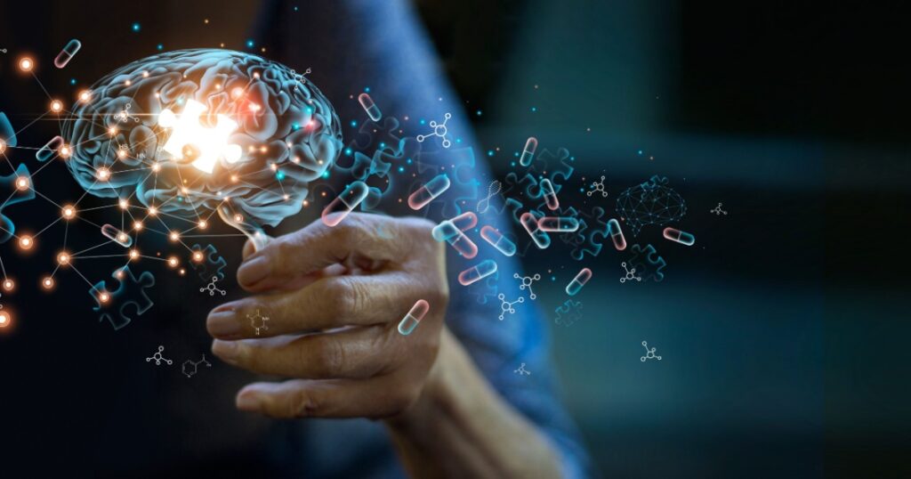 Alzheimer's disease concept, Elderly woman holding brain symbol of missing jigsaw puzzle, World Alzheimer's, World mental health, Memory loss, Dementia, Parkinson disease.