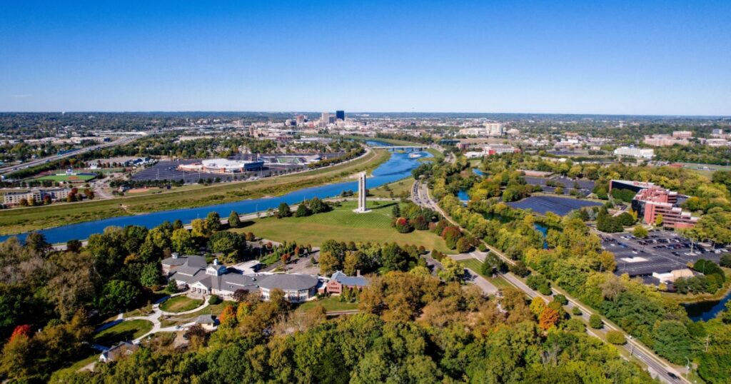 Aerial Sky view Of Dayton Ohio