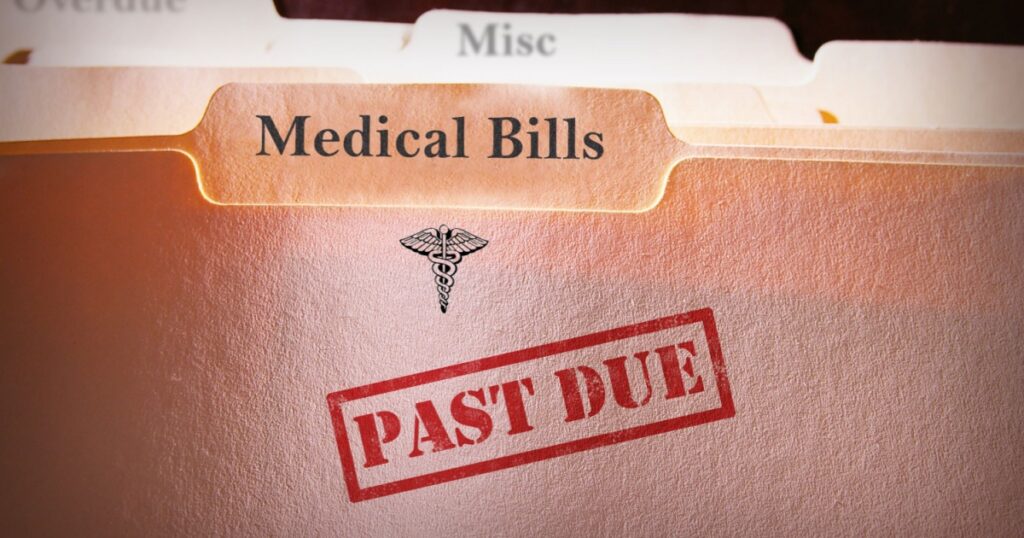 File folders with Past Due Medical Bills text