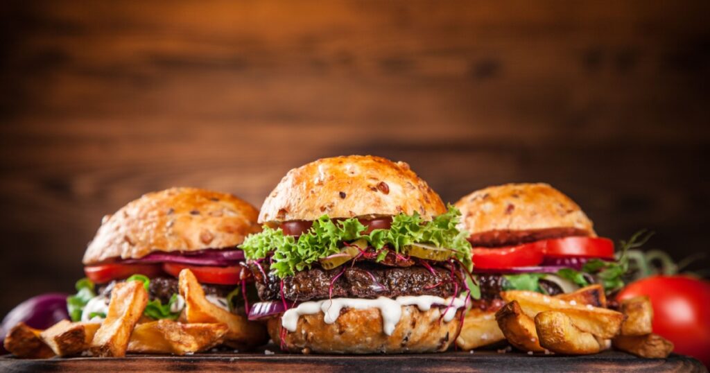 Close-up of home made burgers