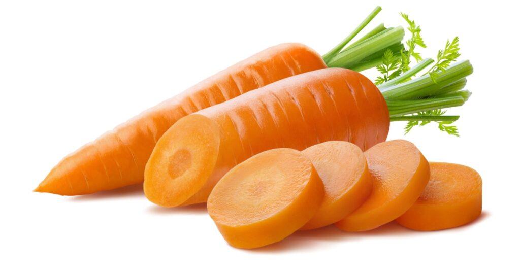 Fresh carrot and cut pieces isolated on white background as package design element
