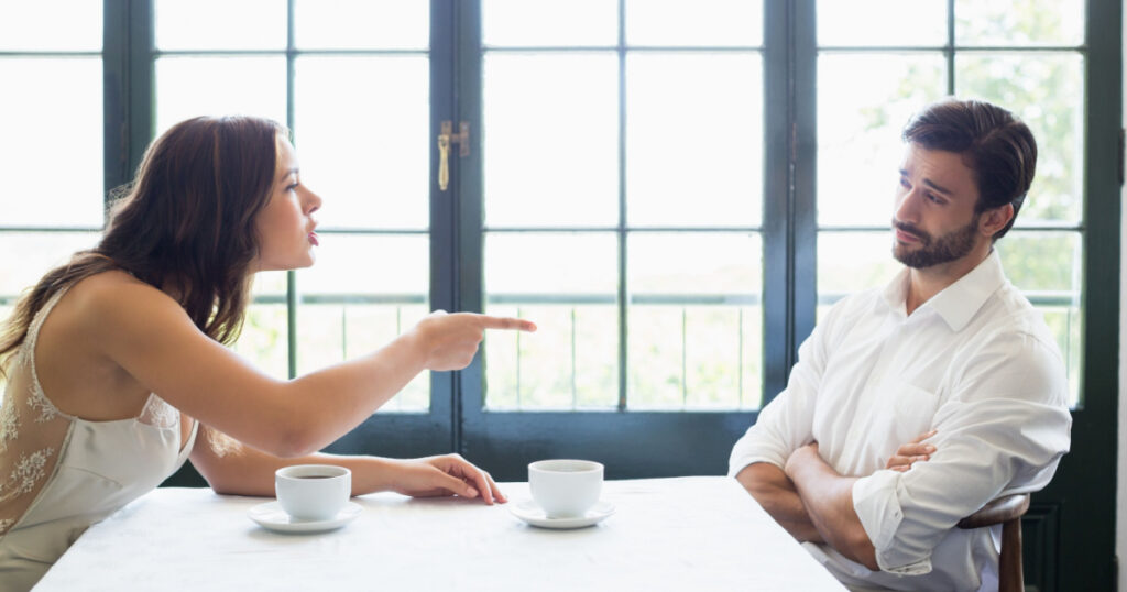 Couple arguing with each other in the restaurant