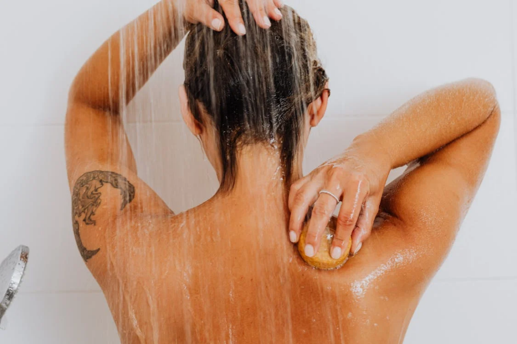 Woman showering