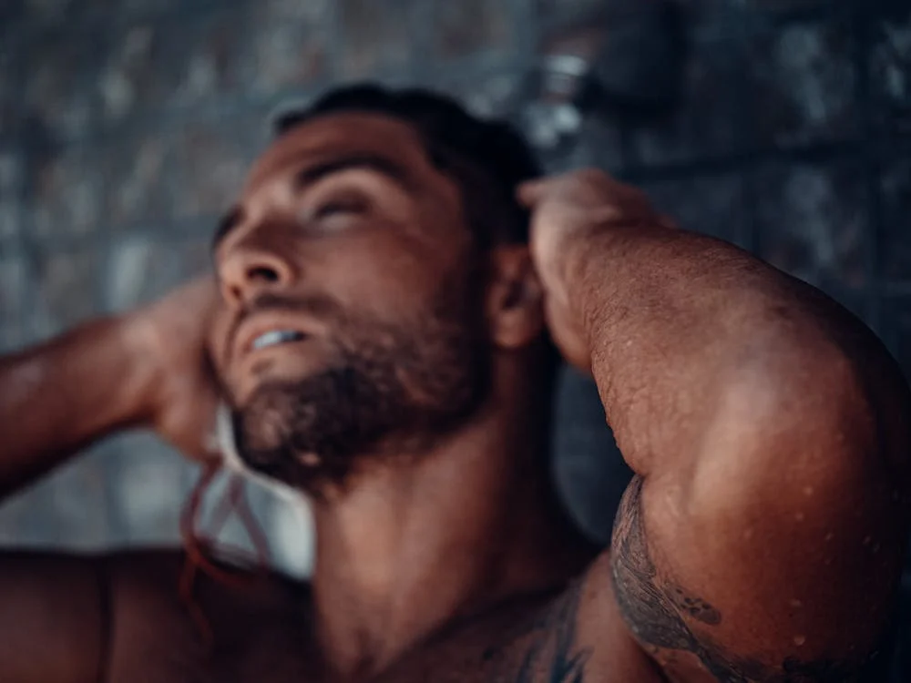 Man showering