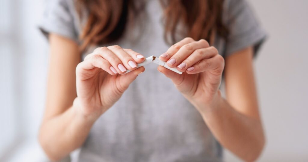 Stop smoking cigarettes concept. Portrait of beautiful