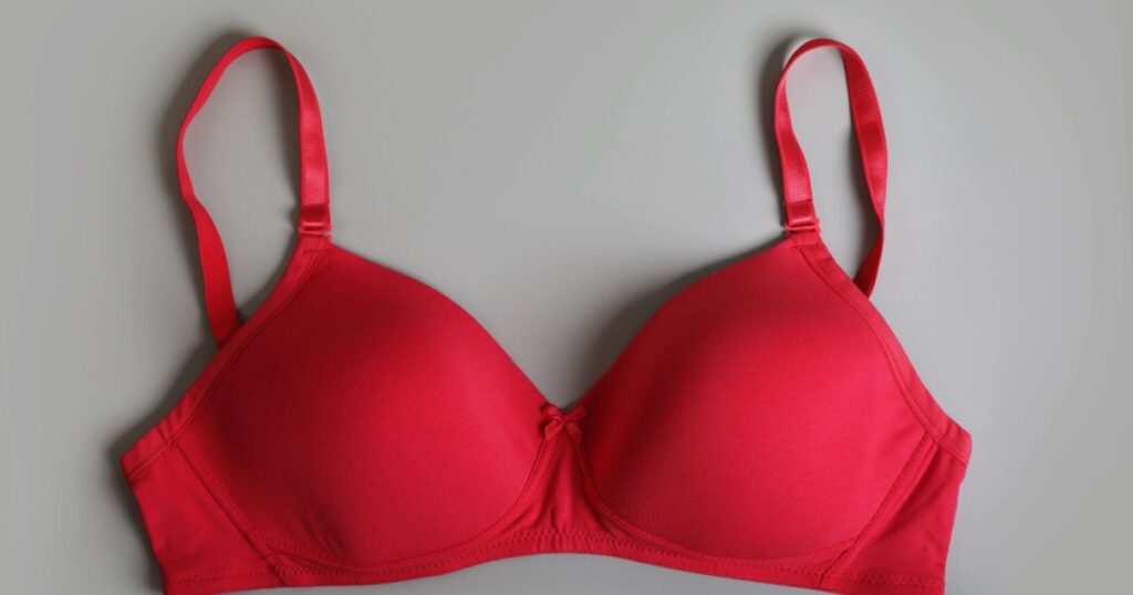 Women's padded bra isolated on gray background