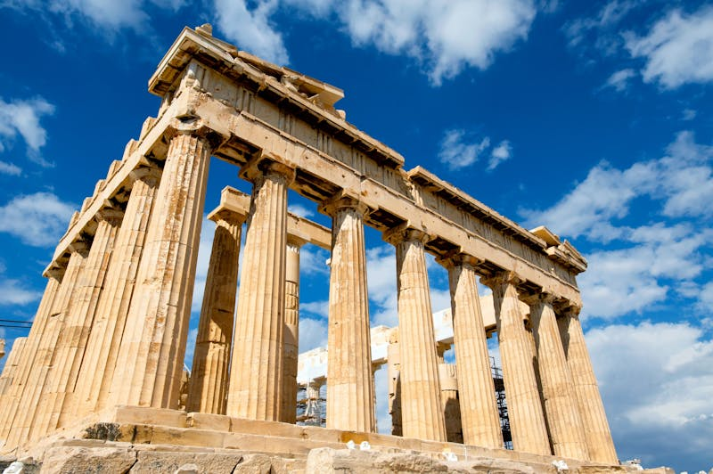 greek ruins shot from below