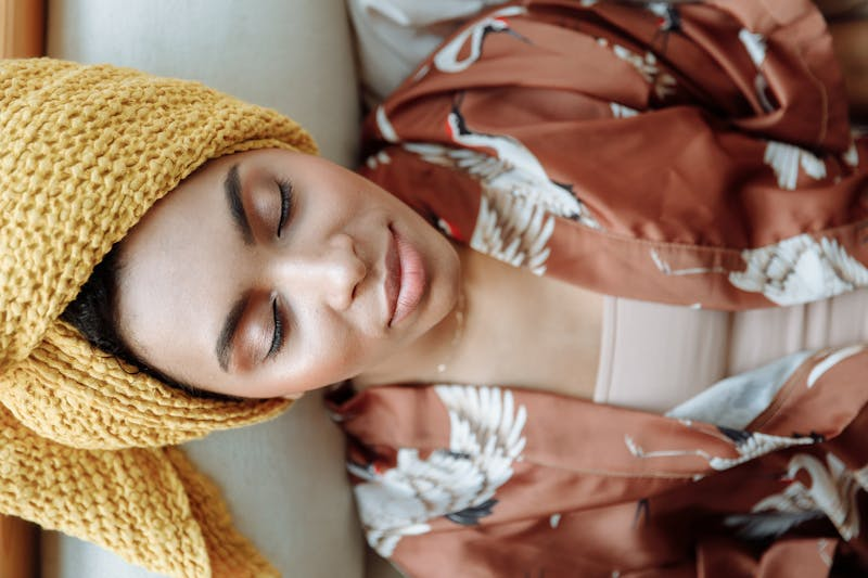 relaxed woman leaning back