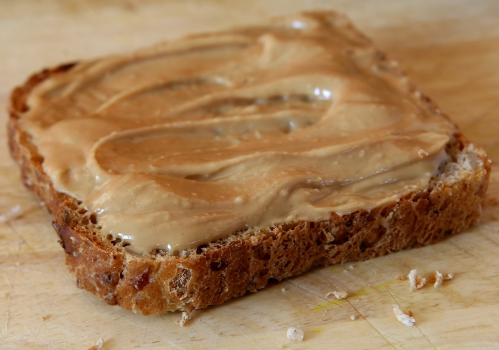 peanut butter spread on toast