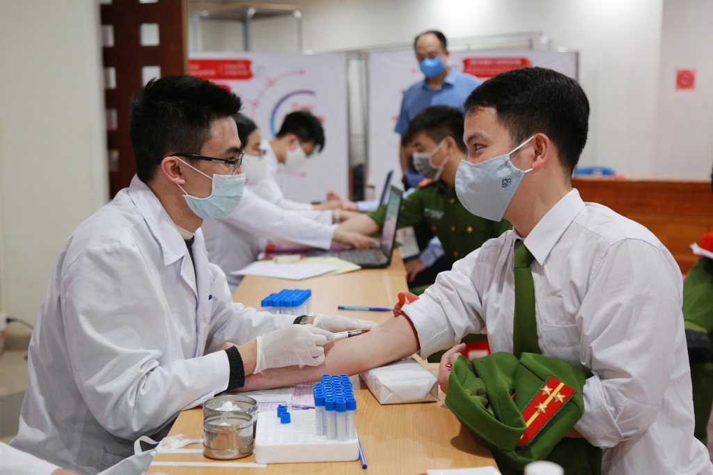 people getting blood tested by doctors