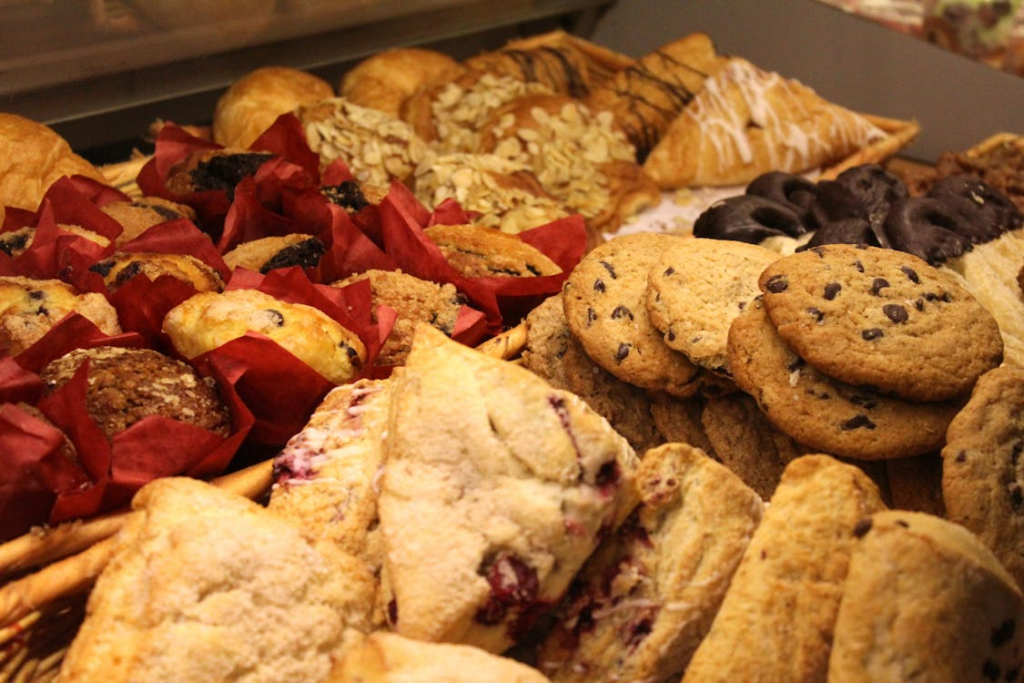 Various pastries and biscuits