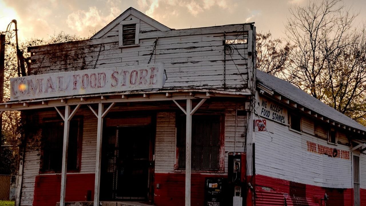 Old rundown grocery store. 