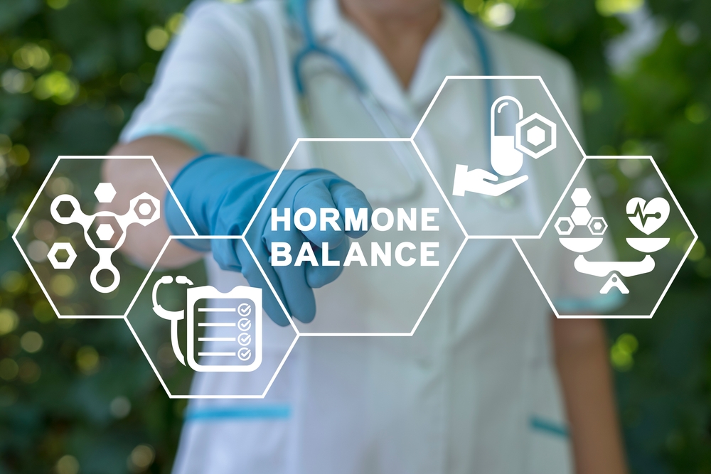 Concept of hormone balance. Hormonal therapy. Hormones treatment medical innovation.
