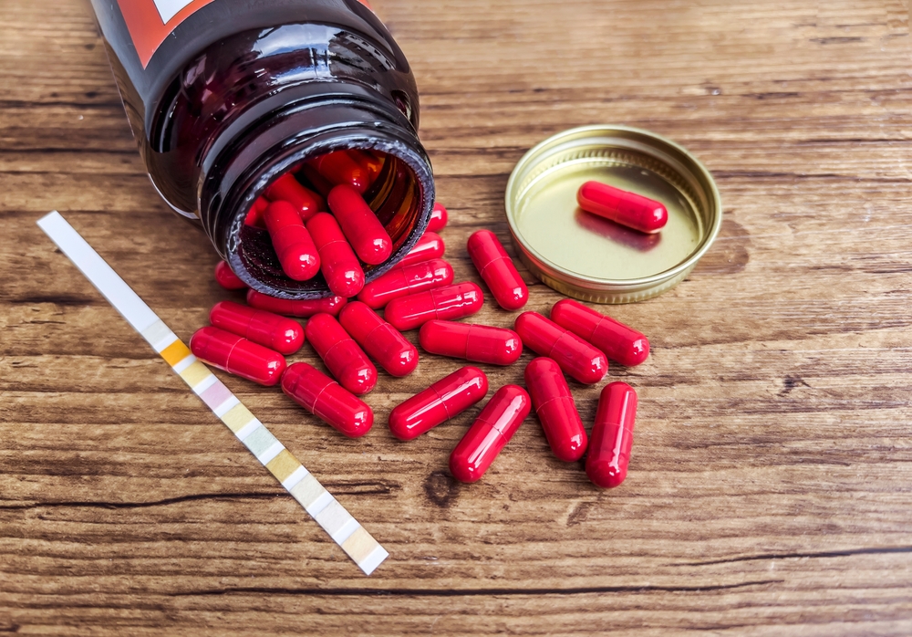 Cranberry pills with d mannose and urine test strip 
to prevent cystitis and urinary tract infections 
