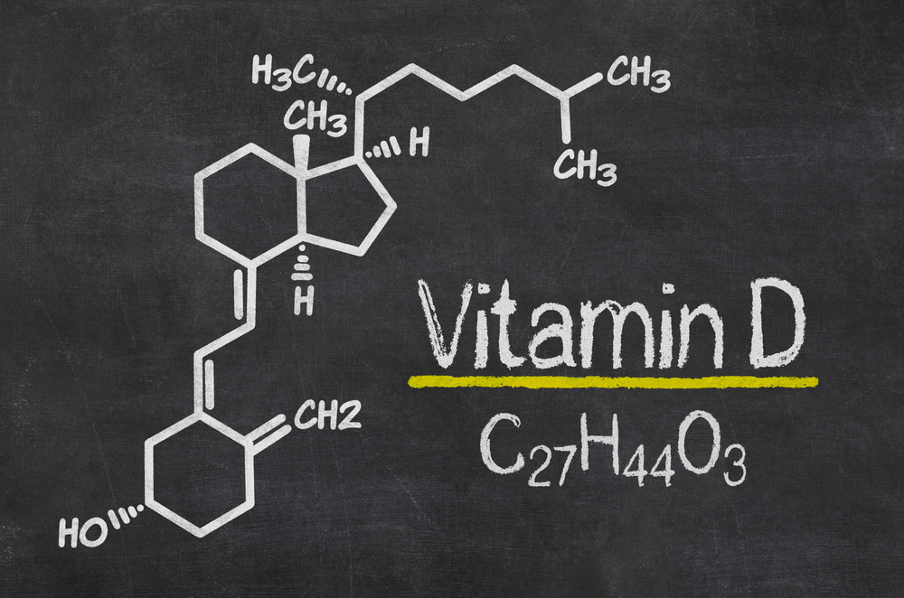 Blackboard with the chemical formula of Vitamin D
