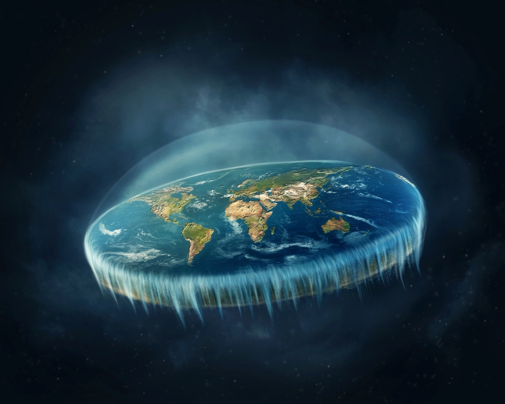 Flat Earth in space. Symbol image. 
