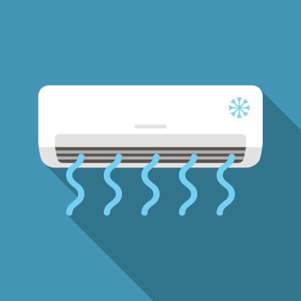 Air conditioning, cooling breeze blows cold.
