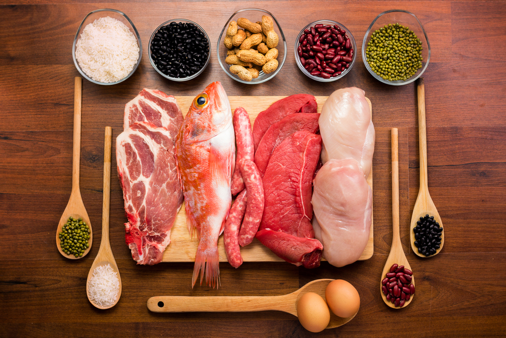Different types of healthy uncooked proteins

