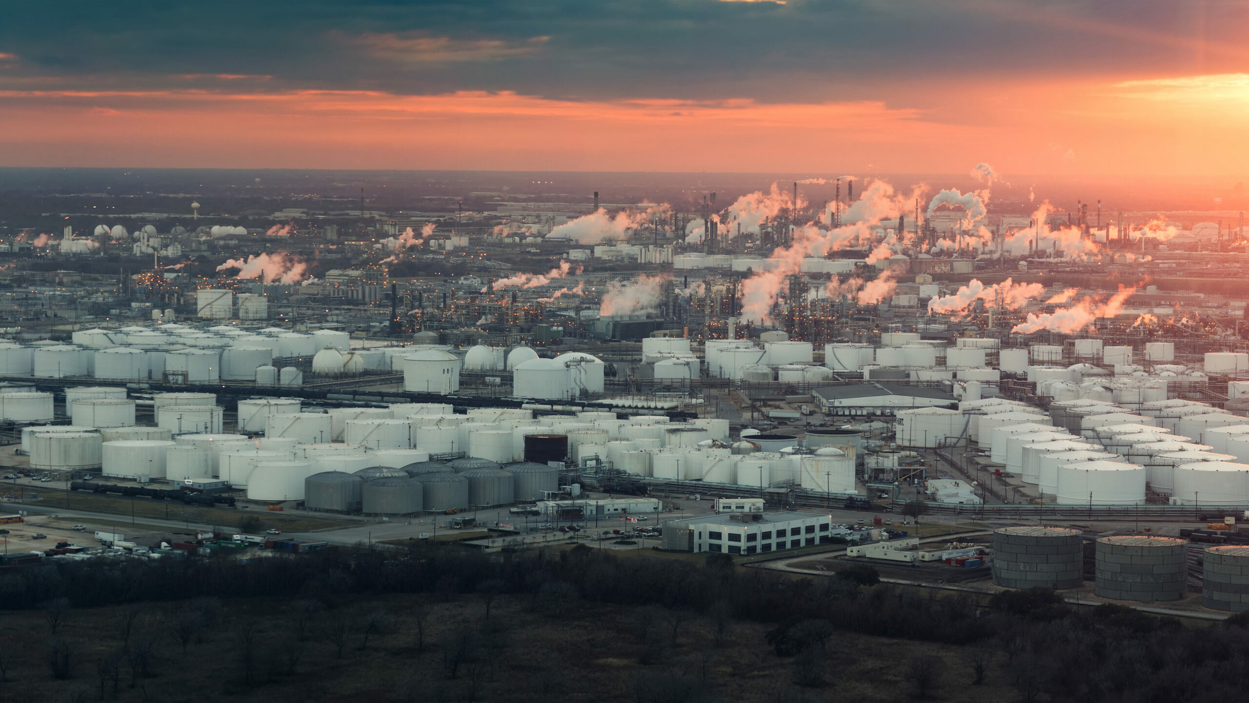 Panorama of the industrial district of Houston, Texas, USA