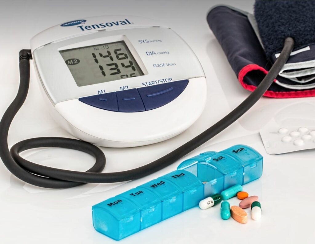Heart-rate monitor and medication.